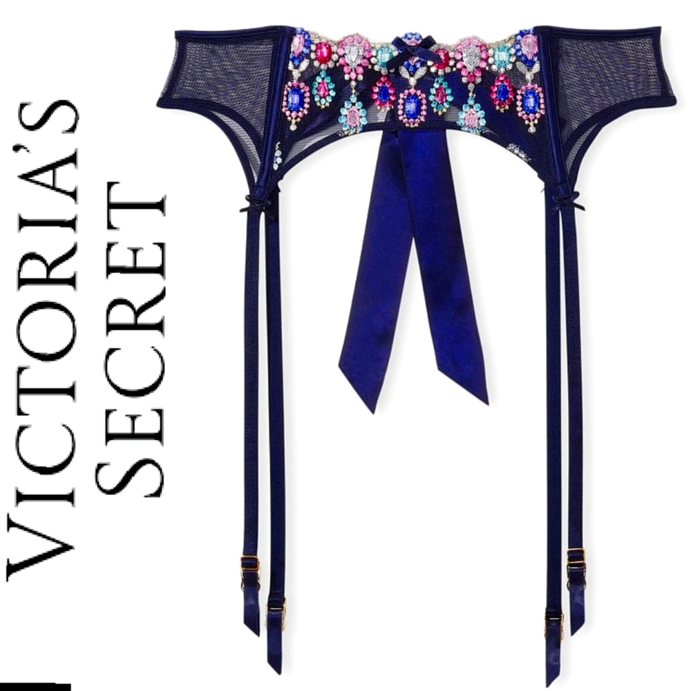 NWT Victoria Secret BEJEWELED EMBROIDERY GARTER